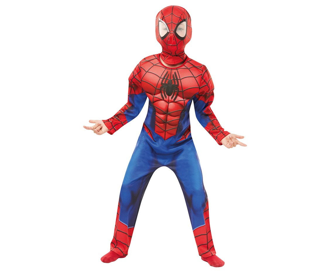 The role-play set for kids Spider-Man padded muscle chest jumpsuit and snood, size L
